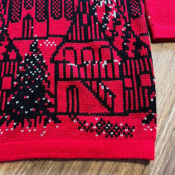 Precious Knits Women’s Vtg Christmas Sweater Red Black Silver USA Sz L/XL - Picture 5 of 11